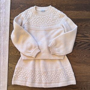 Elegant Cream Sweater & Skirt